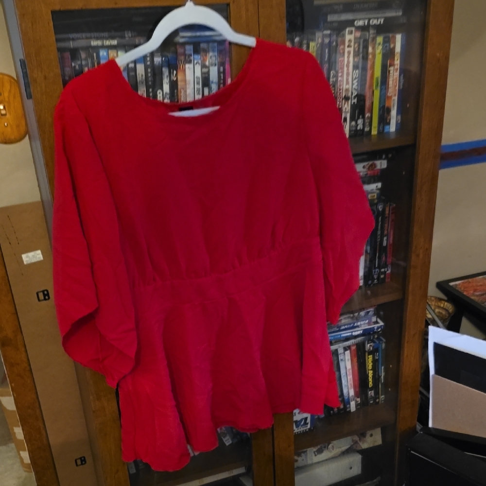 SHEIN Red Boxy Blouse Relaxed Fit